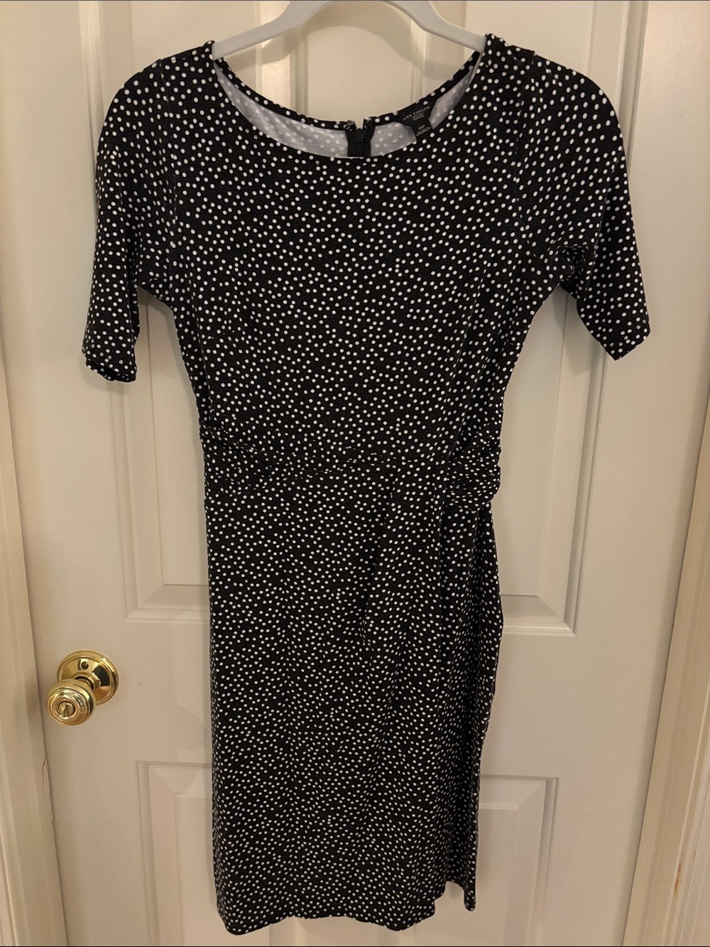 Navy Ann Taylor Polka Dot Short Sleeve Dress 0P
